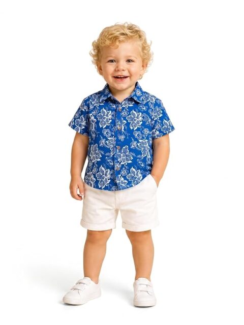 A.T.U.N. (ALL THINGS UBER NICE) Boys 100% Cotton Printed Shirt | Half Sleeve Smart Casual Shirt for Kids | Soft Breathable Button Placket Top